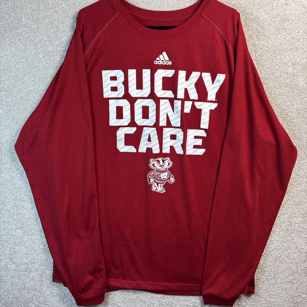 Adidas Climalite Bucky Don't Care Graphic Long Sleeve Shirt Mens Size XL Running